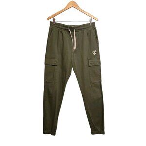 LRG Lifted Research Group Mens Medium Army Green Cargo Joggers Drawstrin…